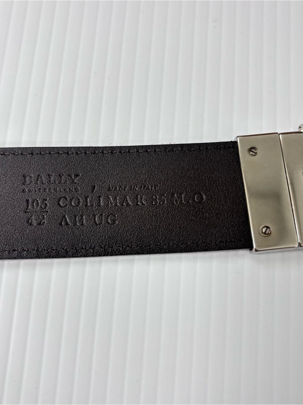 Bally Maroon and Cream Stripe Men’s Belt - Picture 4 of 12